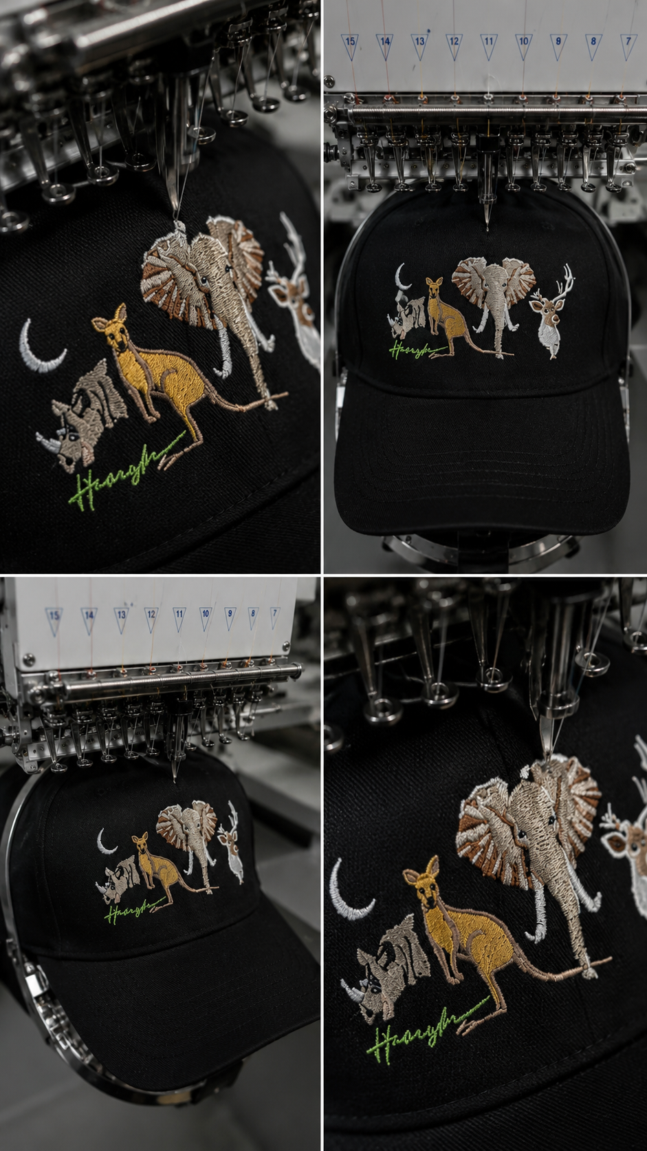 Forest Night Embroidery Cap - Black