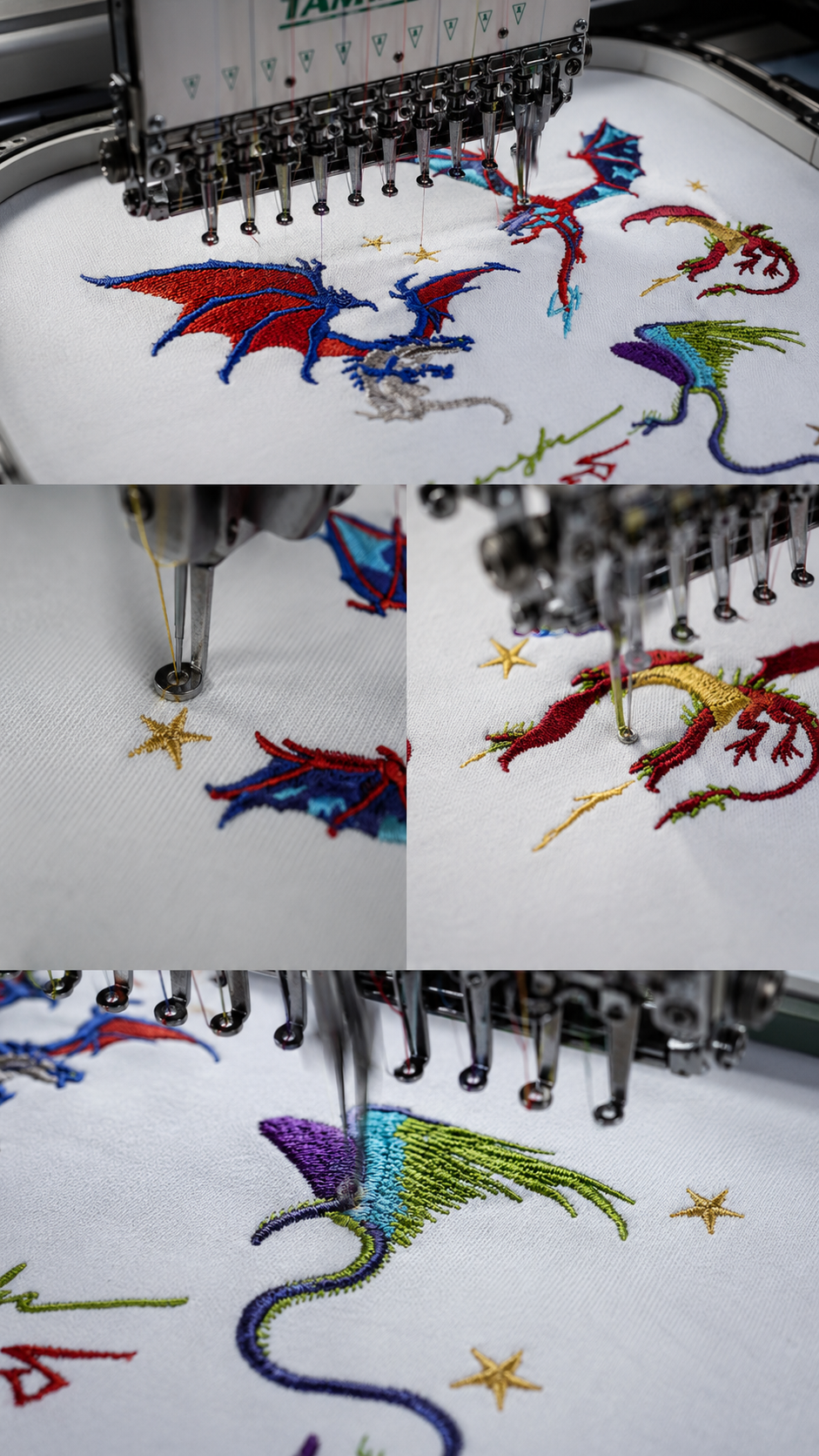 Dragons Fire Embroidery T-shirt - White