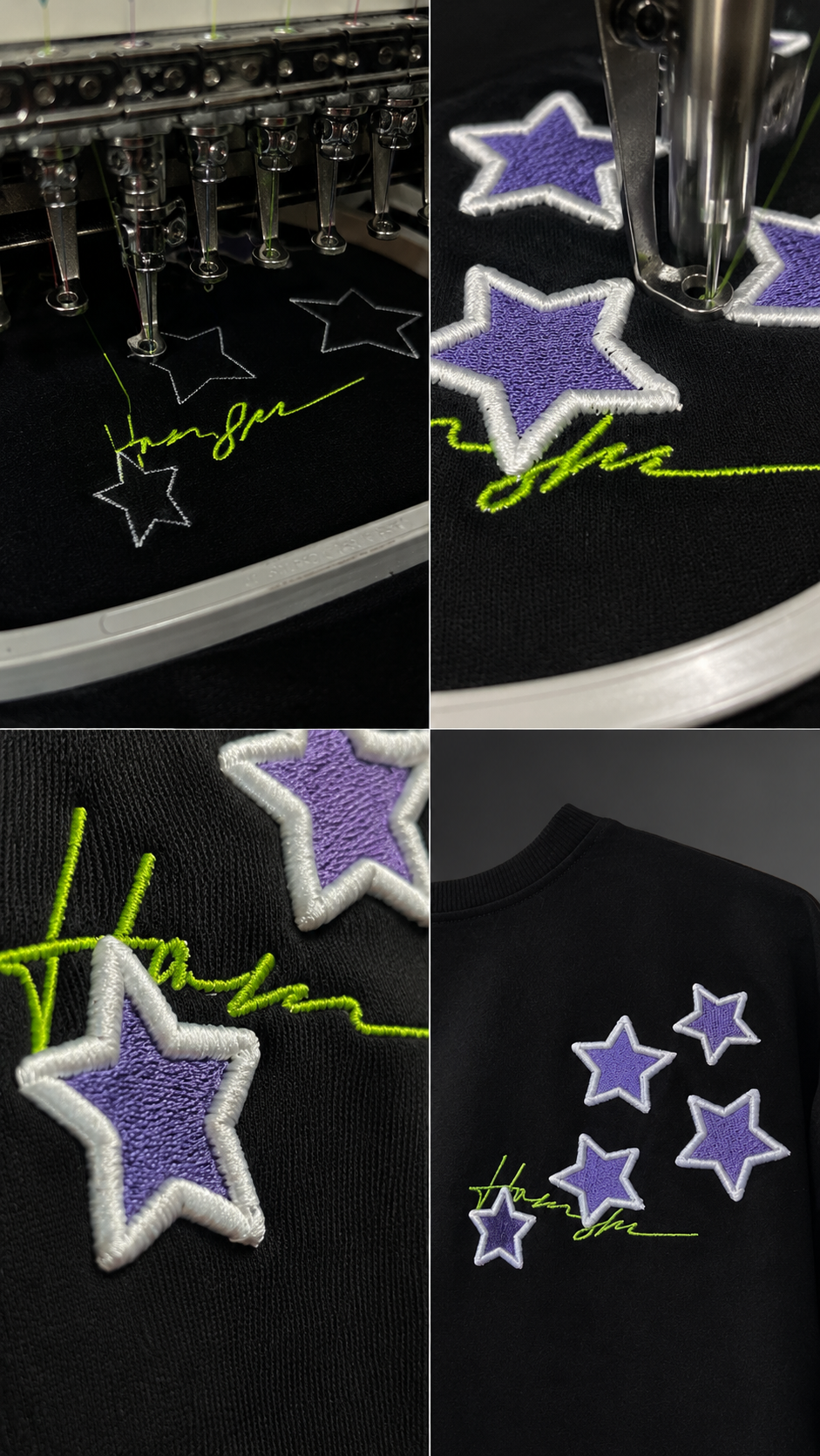 Stars -3D Embroidery T-shirt - Black
