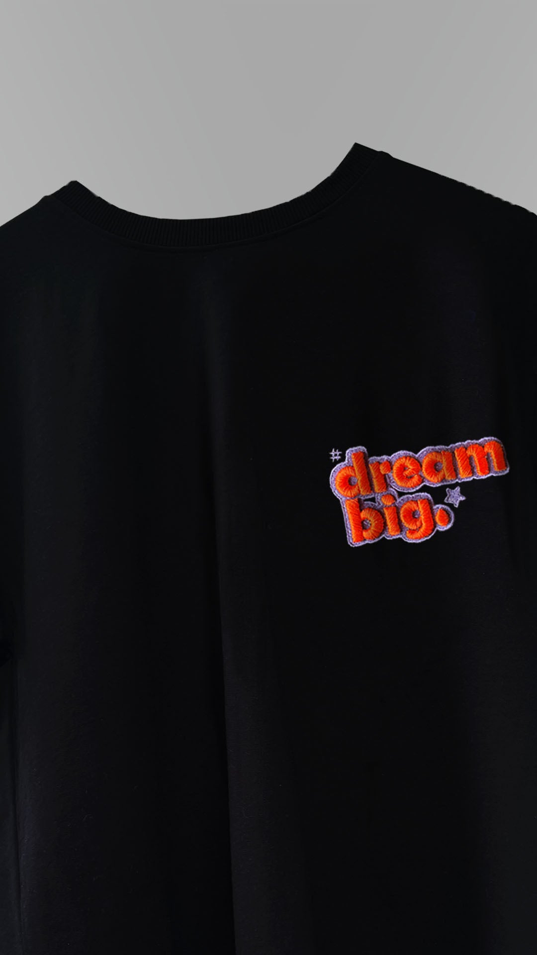 Dream Big 3D Embroidery T-shirt - Black