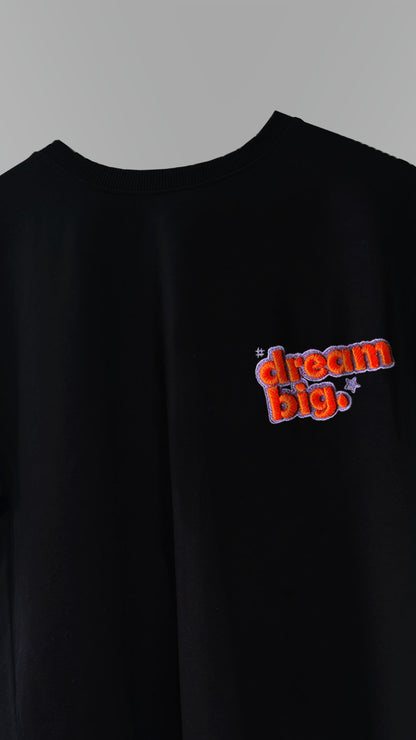 Dream Big 3D Embroidery T-shirt - Black