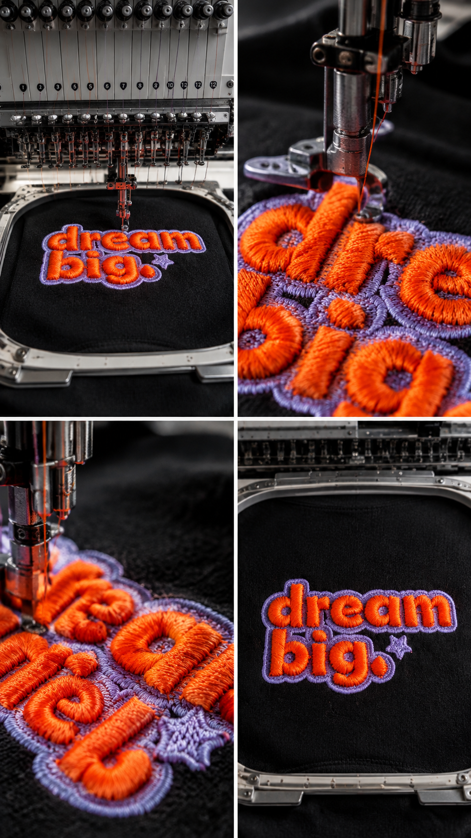 Dream Big 3D Embroidery T-shirt - Black