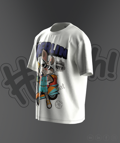 Rabbit Pizza Print T-shirt - White