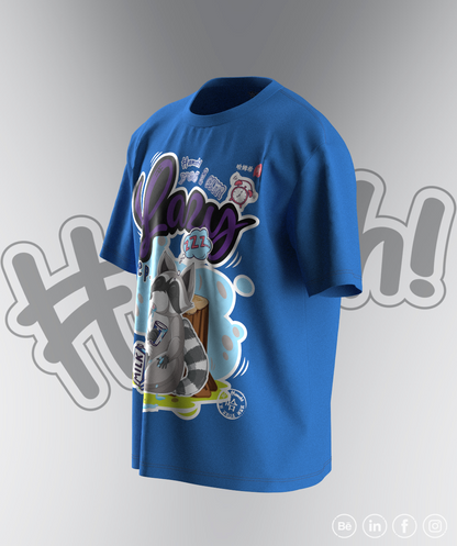 Lazy Fox Print T-shirt - Cool Blue