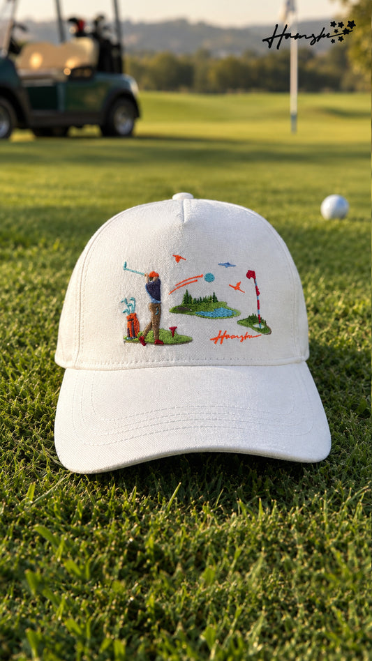 Golf Embroidery Cap - White