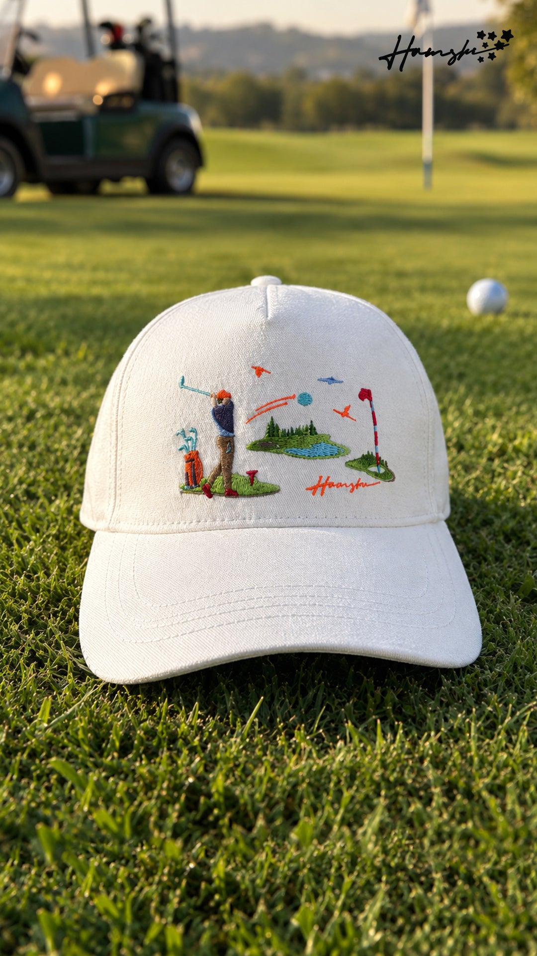 Golf Embroidery Cap - White