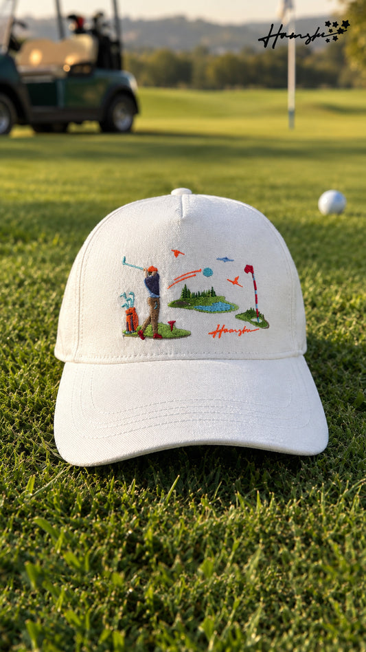 Golf Embroidery Cap - White