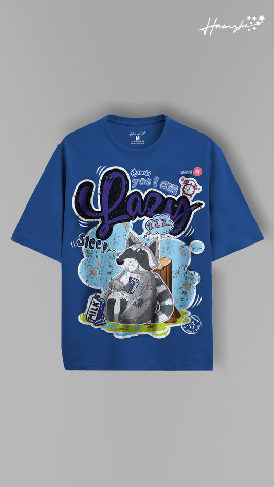 Lazy Fox Print T-shirt - Cool Blue