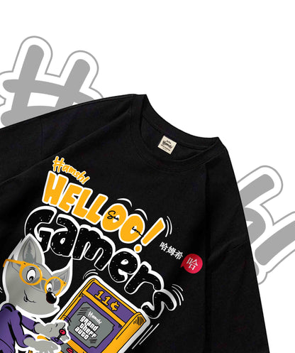 Gamer Fox Print T-shirt - Black