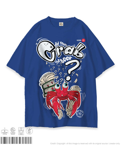 Crab The Book Print T-shirt - Royal Blue