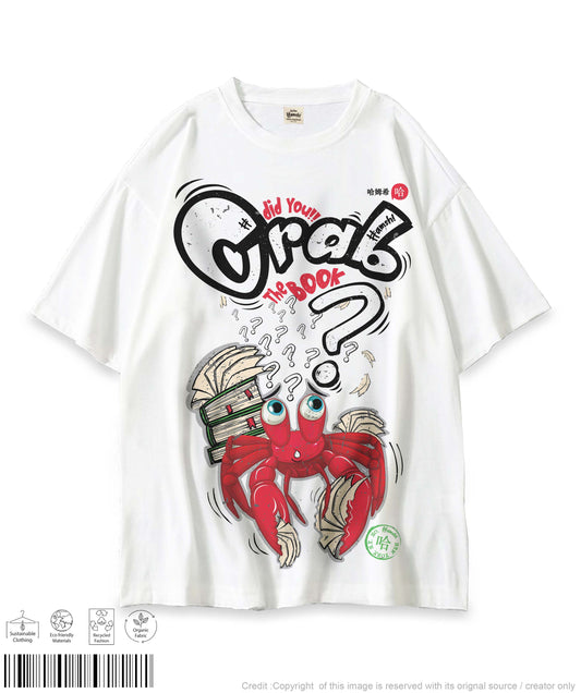 Crab The Book Print T-shirt - White