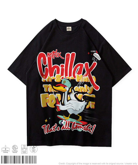 Duck Chillax Print T-shirt - Black