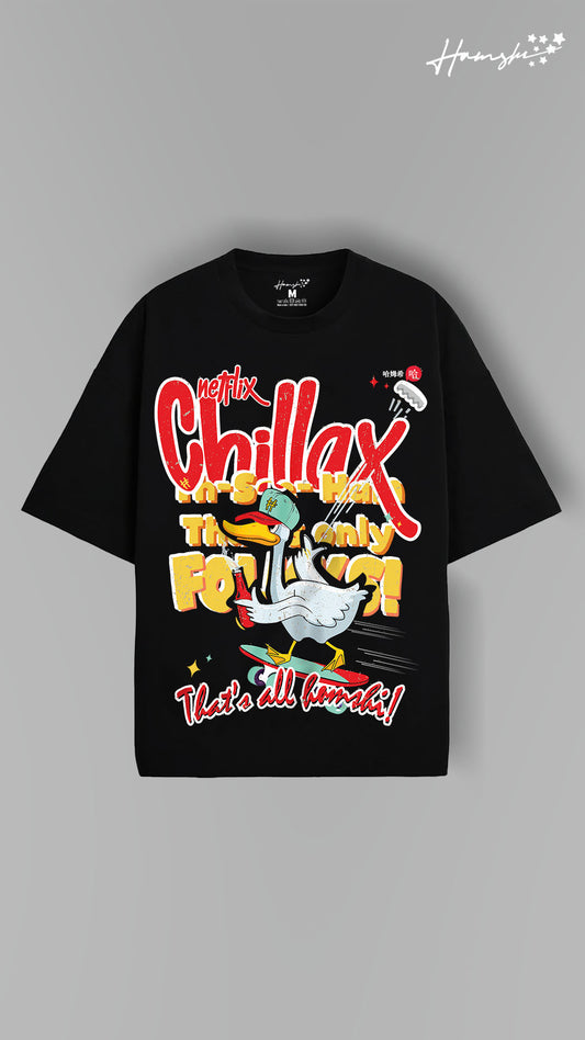 Duck Chillax Print T-shirt - Black