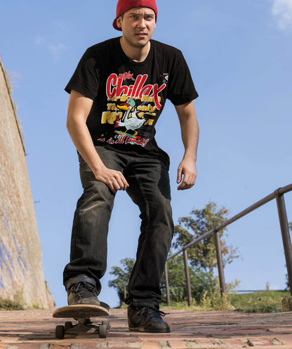 Duck Chillax Print T-shirt - Black