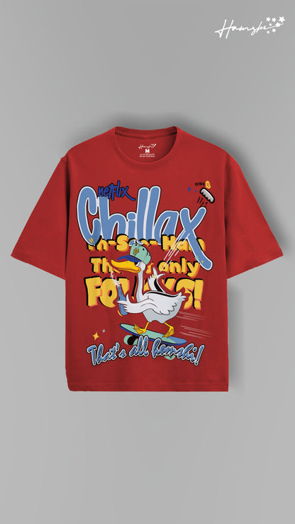 Duck Chillax Print T-shirt - Red