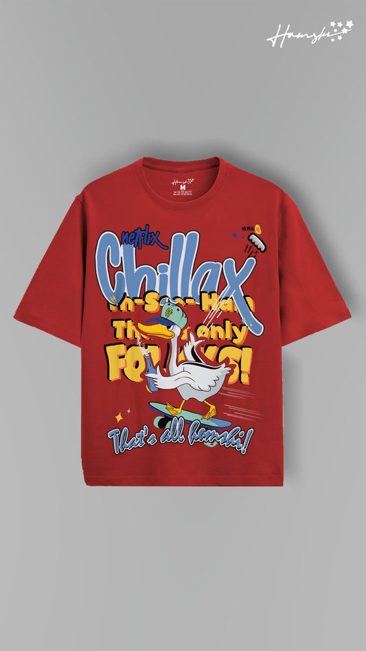 Duck Chillax Print T-shirt - Red