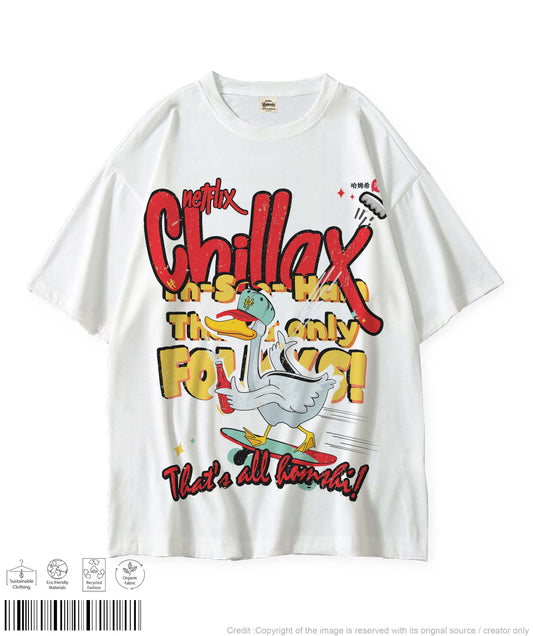 Duck Chillax Print T-shirt - White