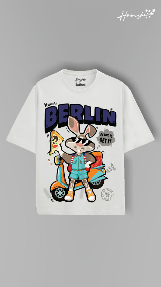 Rabbit Pizza Print T-shirt - White