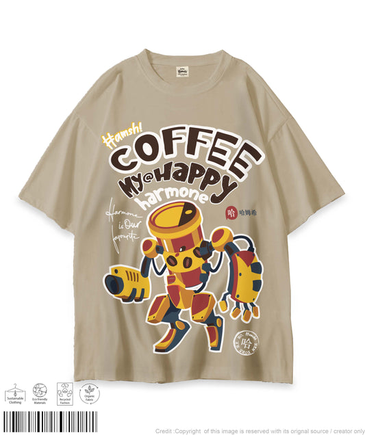 Coffee Oversized Print T-shirt - Beige
