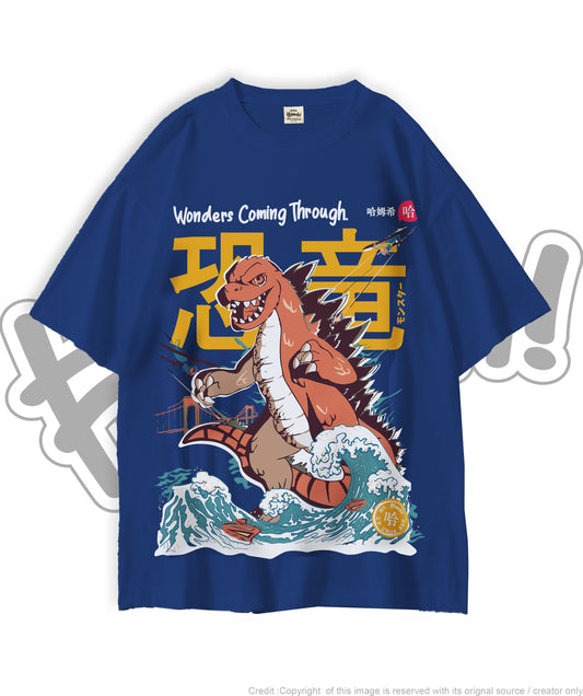 Godzilla Print T-shirt - Royal Blue