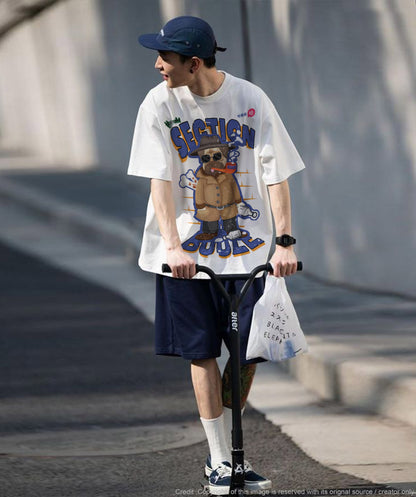 Booze Dog Print Print T-shirt - White