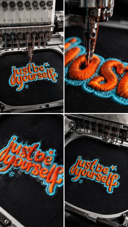Just Be Yourself 3D Embroidery T-shirt - Black