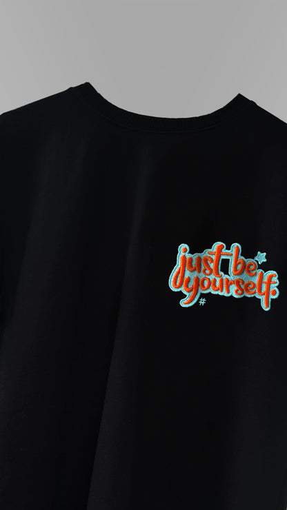 Just Be Yourself 3D Embroidery T-shirt - Black
