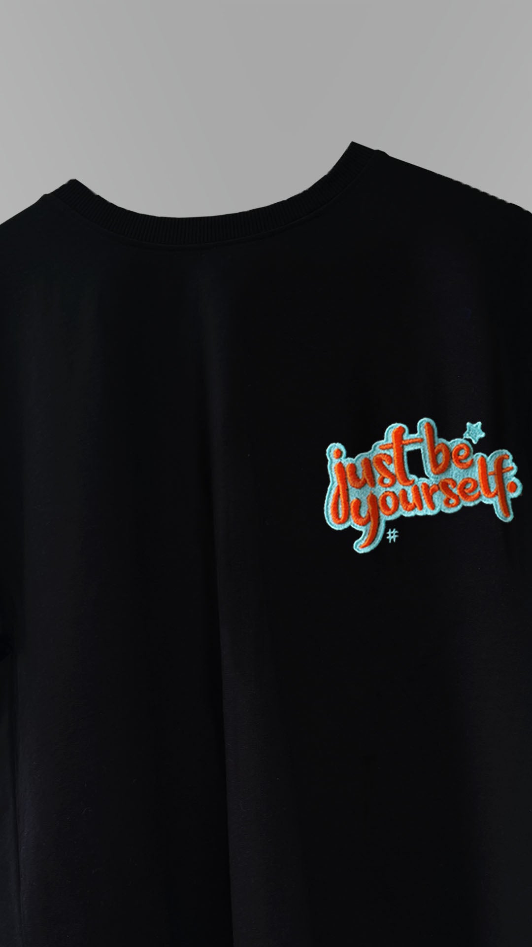 Just Be Yourself 3D Embroidery T-shirt - Black