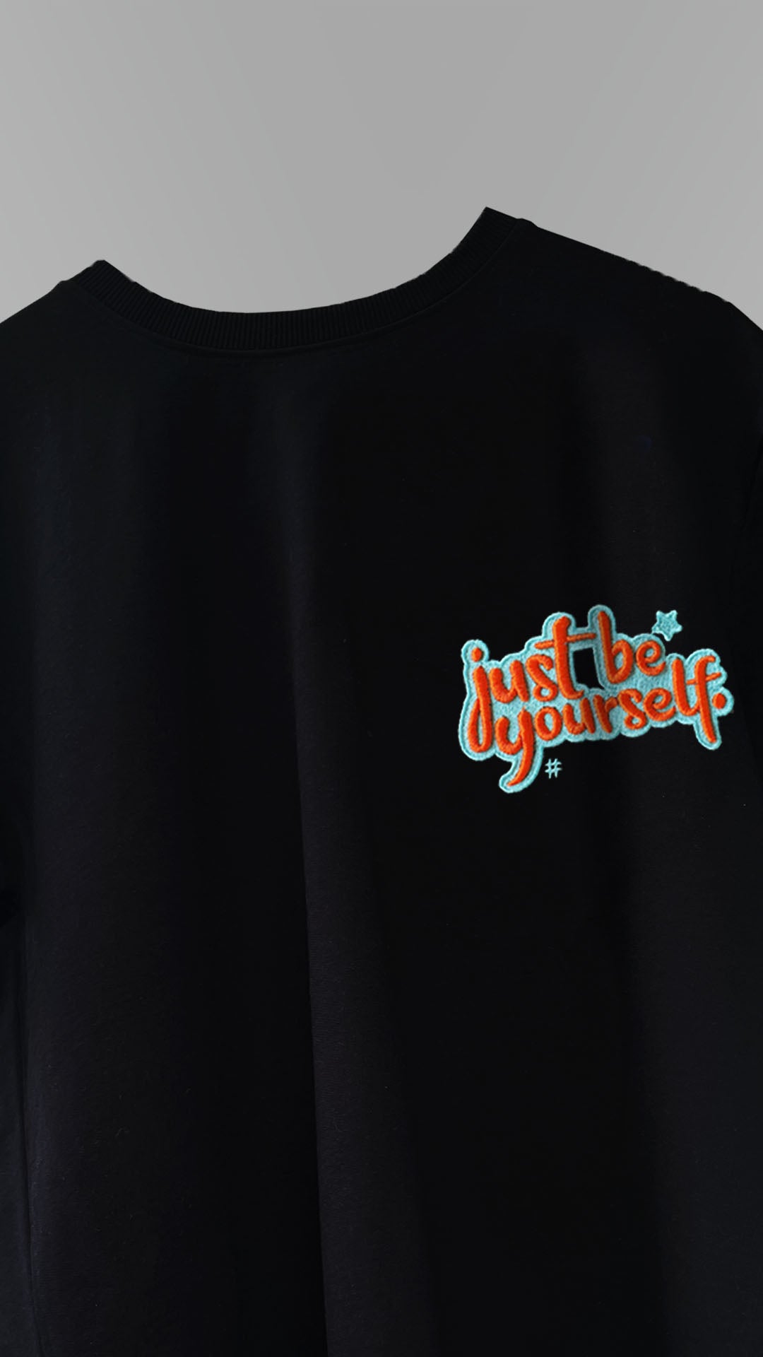 Just Be Yourself 3D Embroidery T-shirt - Black