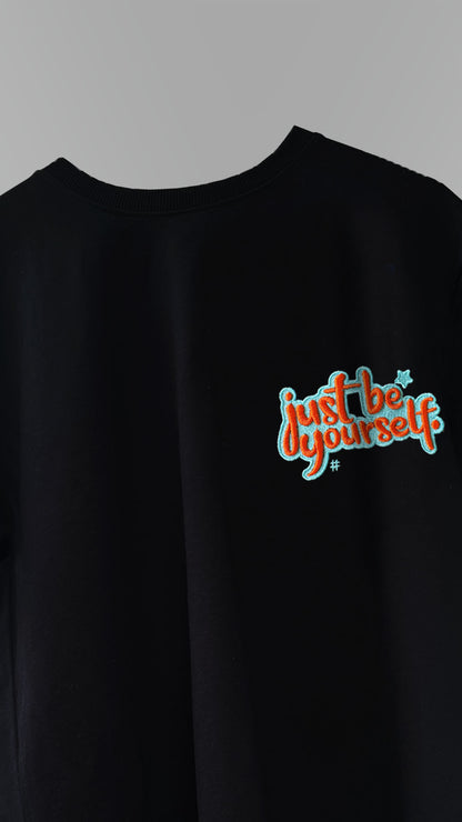 Just Be Yourself 3D Embroidery T-shirt - Black