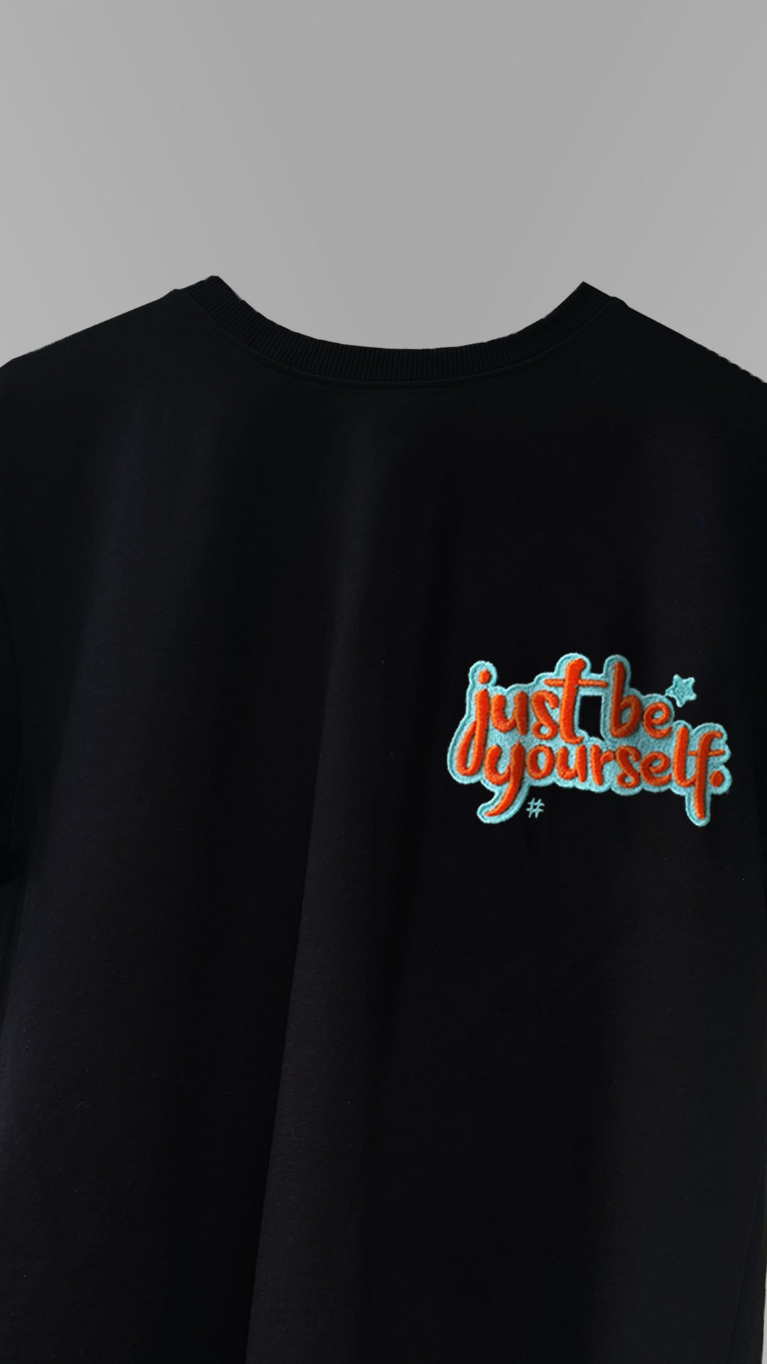 Just Be Yourself 3D Embroidery T-shirt - Black