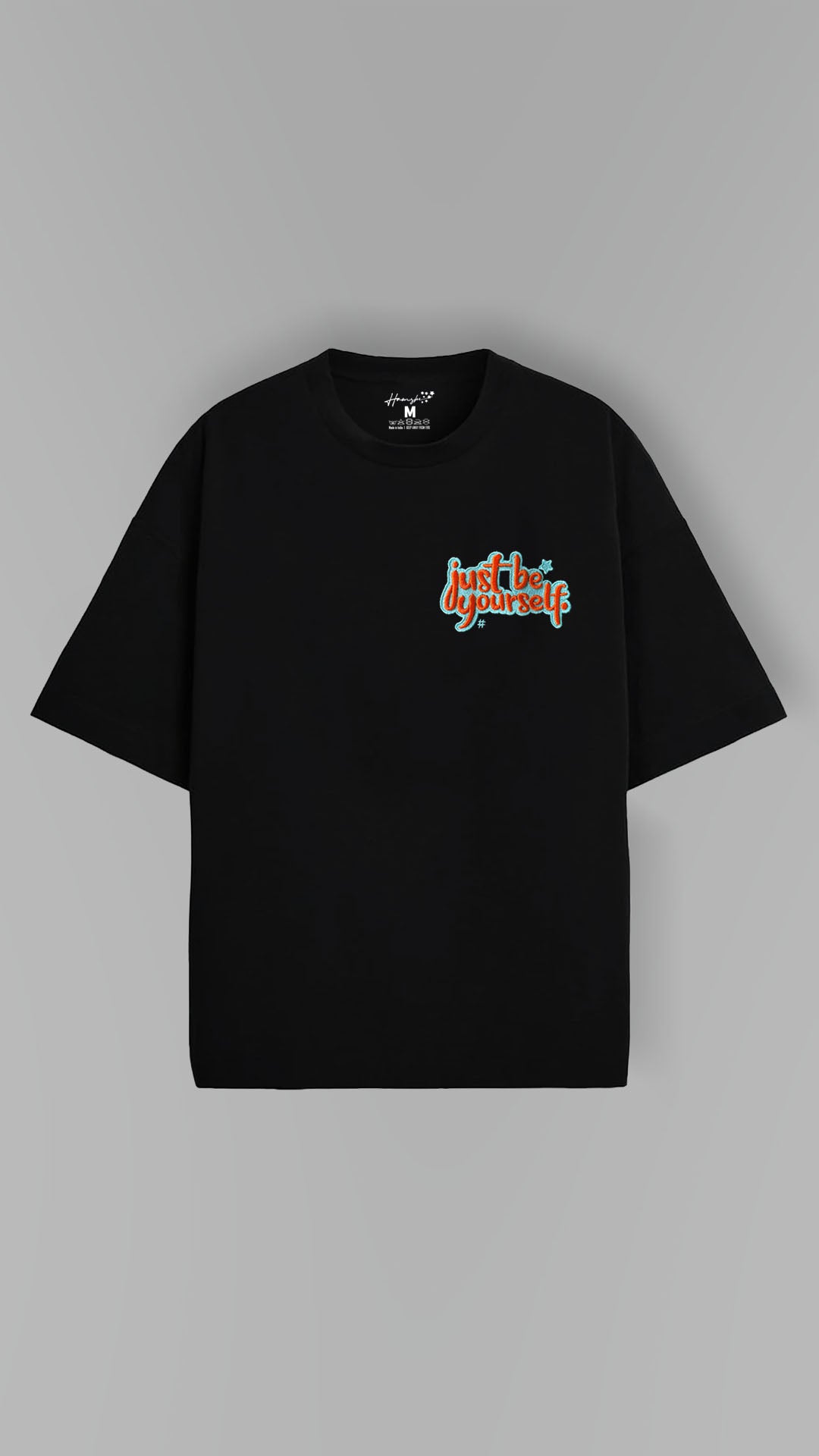 Just Be Yourself 3D Embroidery T-shirt - Black