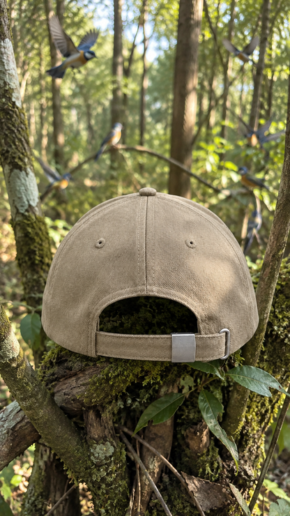 Birds Embroidery Cap - Beige