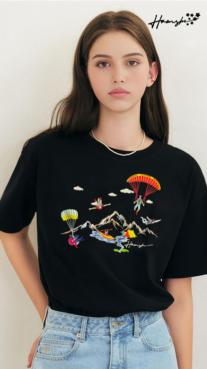 Mountaineers Embroidery T-shirt - Black