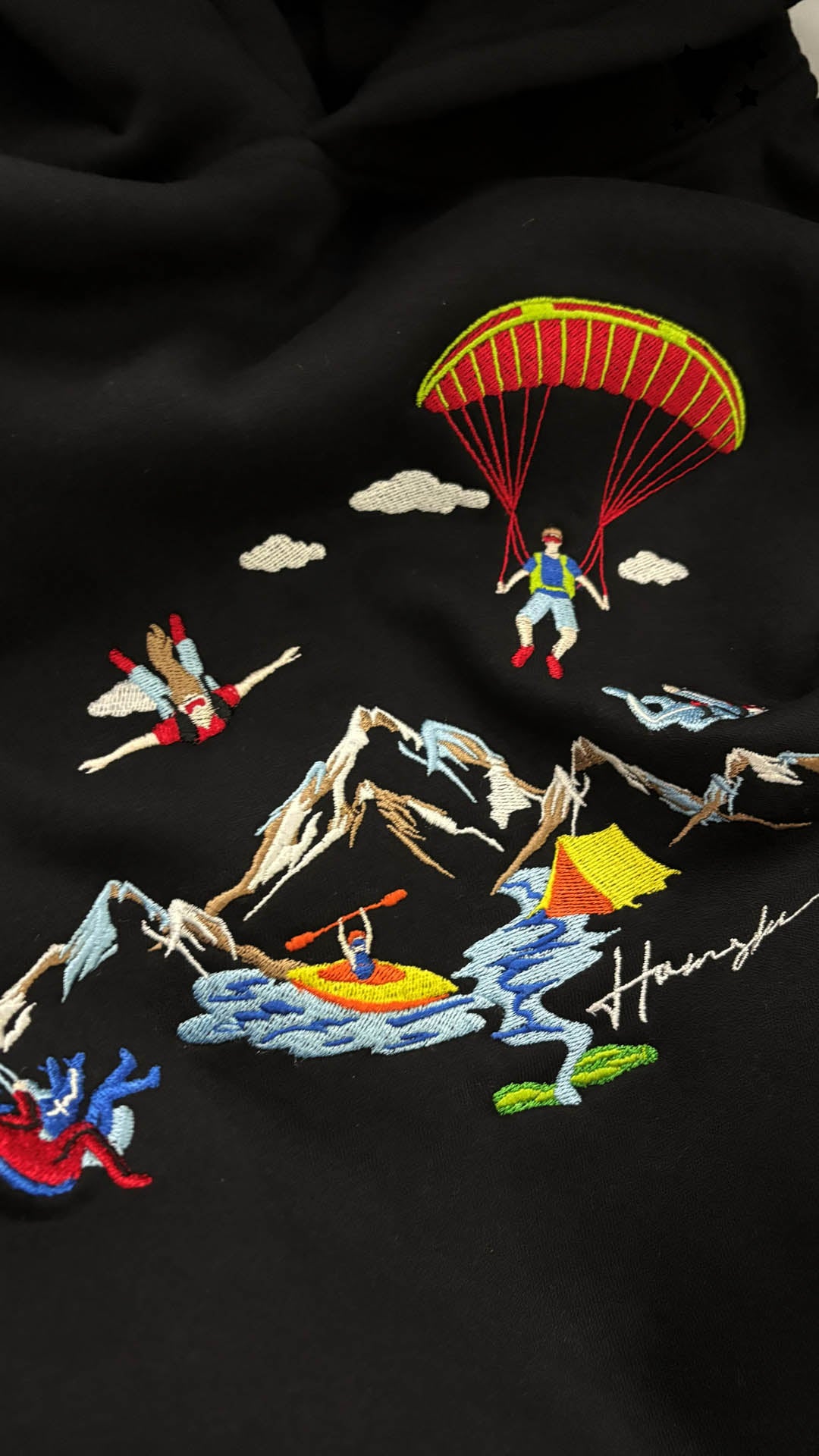 Mountaineer Embroidery Hoodie - Black