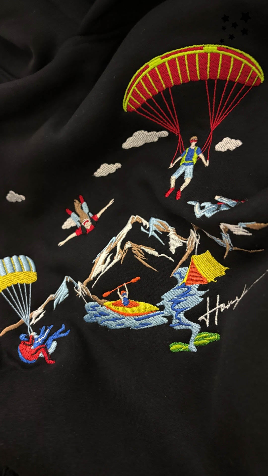 Mountaineer Embroidery Hoodie - Black