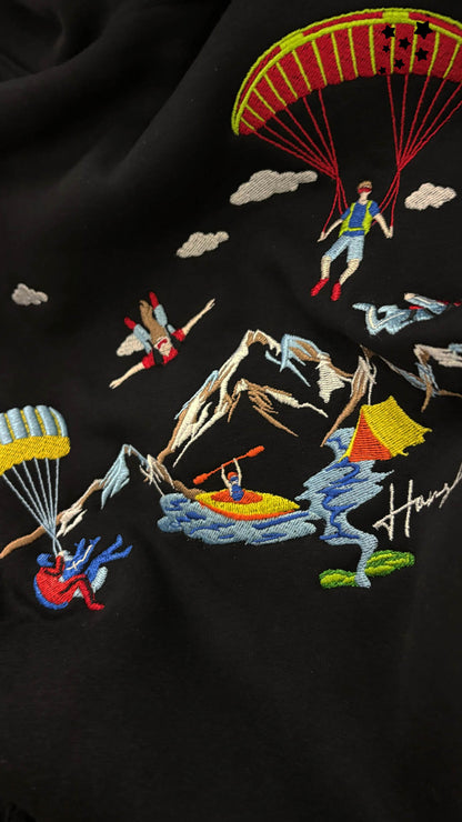 Mountaineers Embroidery T-shirt - Black