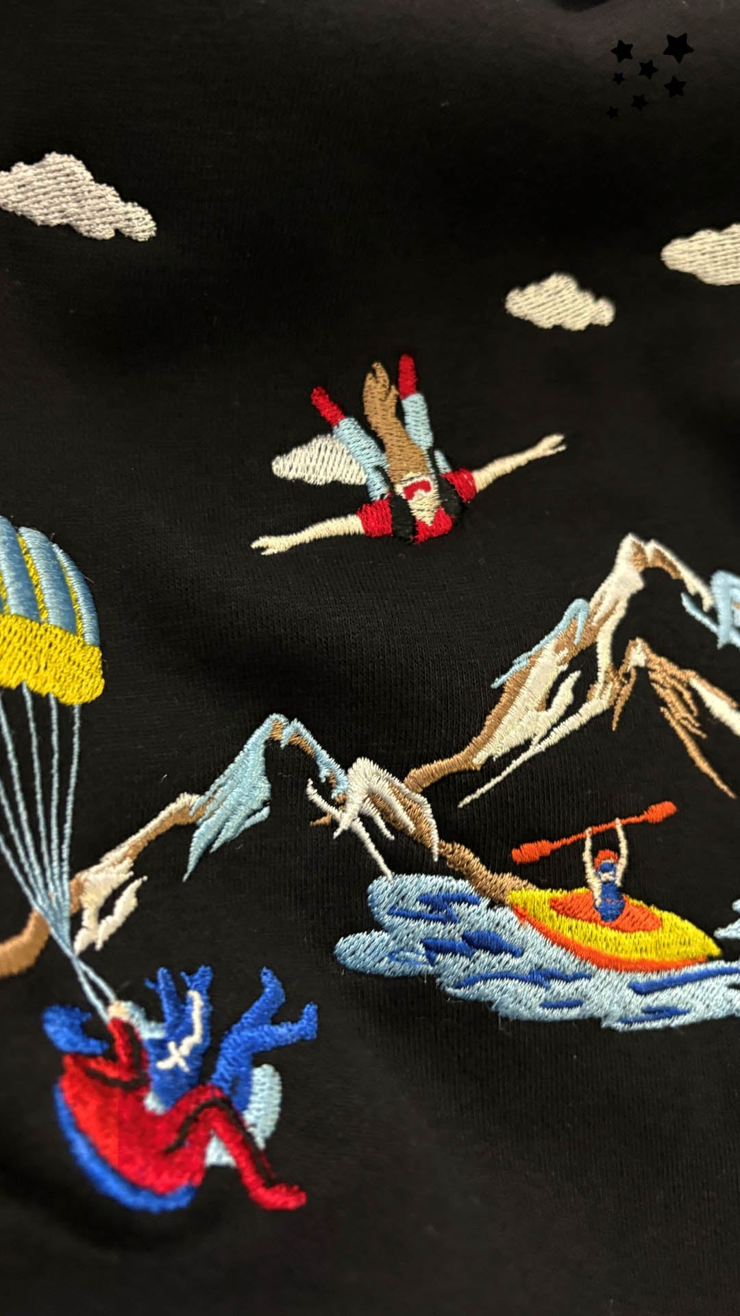 Mountaineer Embroidery Hoodie - Black