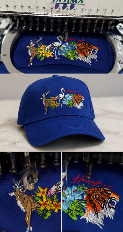 Jungle Embroidery Cap - Blue
