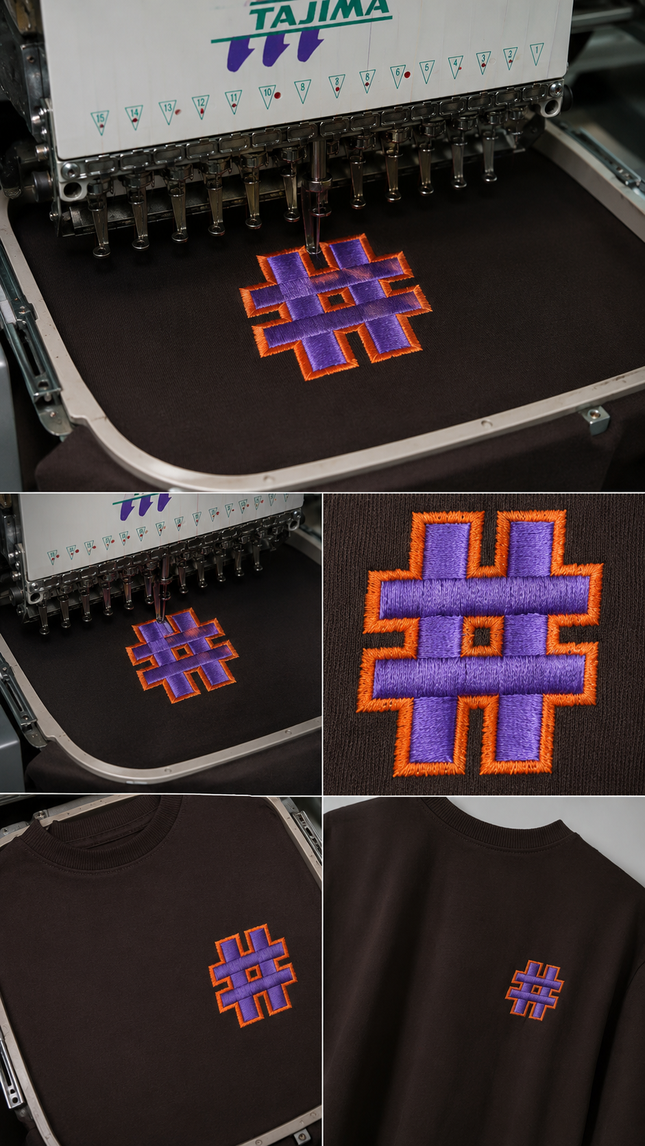 Hash 3D Embroidery T-shirt - Brown
