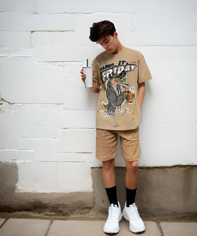 Its Friday Print T-shirt - Beige