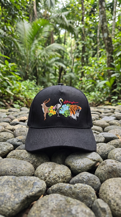 Jungle Embroidery Cap - Black