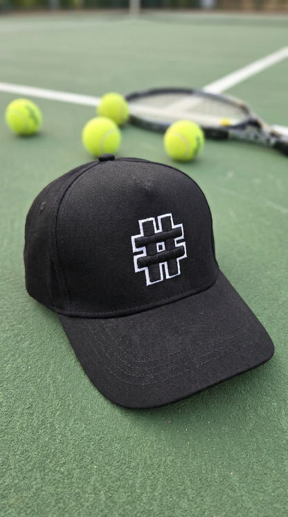 Hash Black & White Embroidery Cap - Black