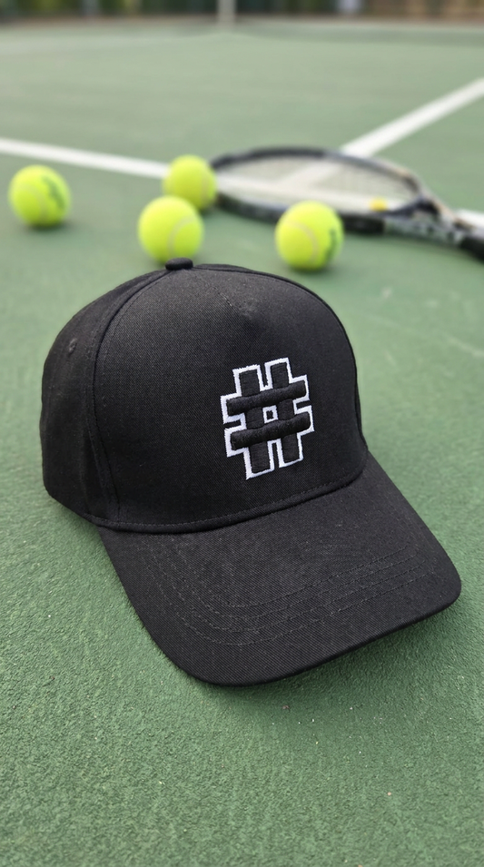 Hash Black & White Embroidery Cap - Black