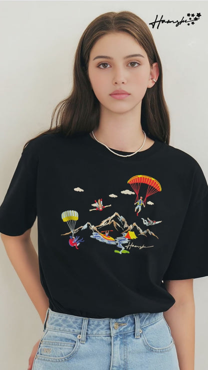 Mountaineers Embroidery T-shirt - Black