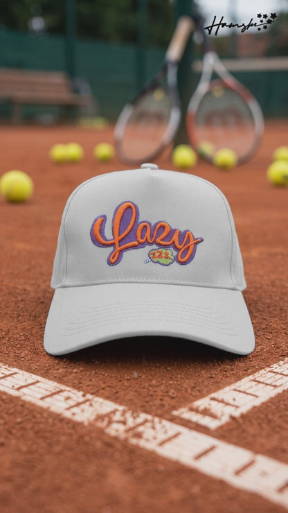 Lazy  Embroidery Cap - White