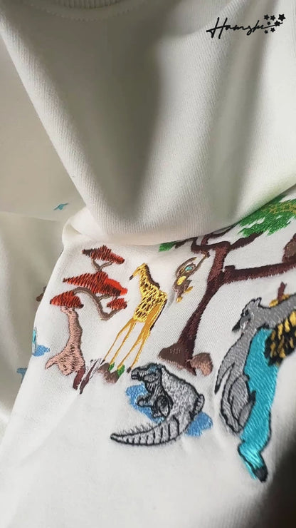 Wild Life Embroidery T-shirt - White