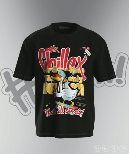 Duck Chillax Print T-shirt - Black