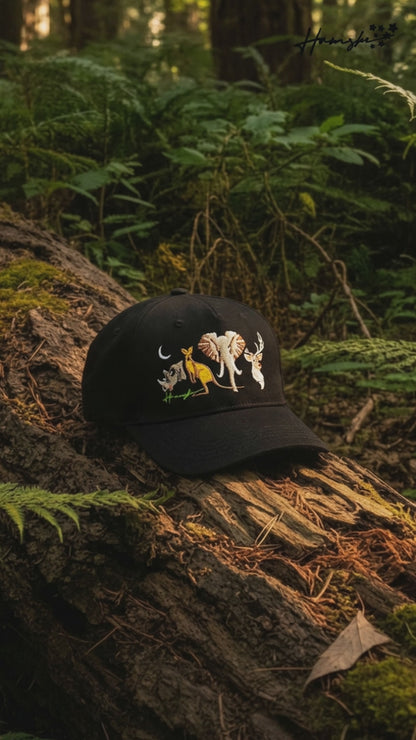 Forest Night Embroidery Cap - Black
