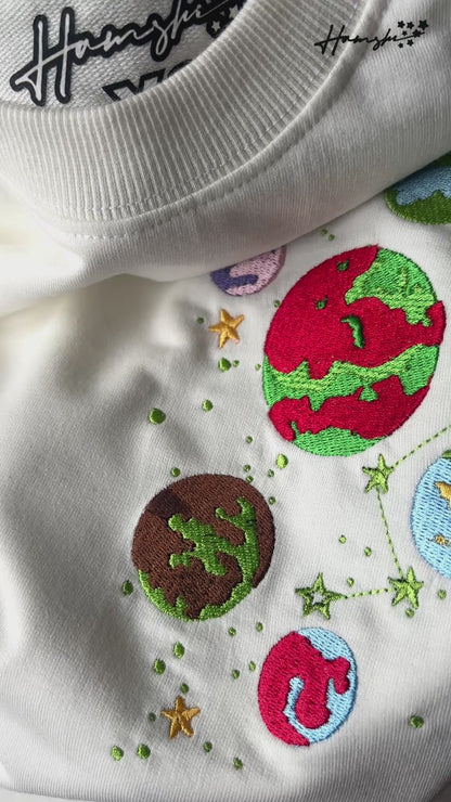 Galaxy Embroidery T-shirt - White